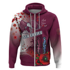 Custom Sea Eagle Rugby ANZAC Zip Hoodie The Military Soldiers with Red Poppy