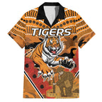 Custom Wests Tigers Rugby ANZAC Family Matching Tank Maxi Dress and Hawaiian Shirt Aboriginal and Army Patterns