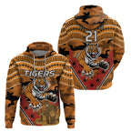 Custom Wests Tigers Rugby ANZAC Hoodie Aboriginal and Army Patterns