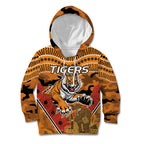 Custom Wests Tigers Rugby ANZAC Kid Hoodie Aboriginal and Army Patterns