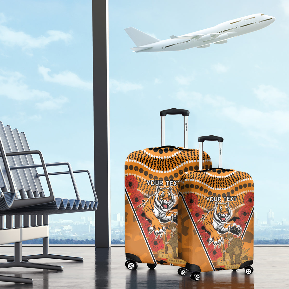 Custom Wests Tigers Rugby ANZAC Luggage Cover Aboriginal and Army Patterns