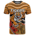 Custom Wests Tigers Rugby ANZAC T Shirt Aboriginal and Army Patterns