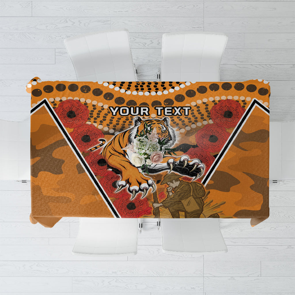 Custom Wests Tigers Rugby ANZAC Tablecloth Aboriginal and Army Patterns