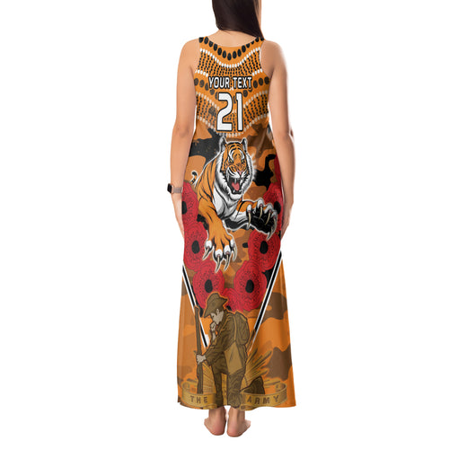 Custom Wests Tigers Rugby ANZAC Tank Maxi Dress Aboriginal and Army Patterns