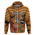 Custom Wests Tigers Rugby ANZAC Zip Hoodie Aboriginal and Army Patterns