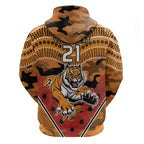 Custom Wests Tigers Rugby ANZAC Zip Hoodie Aboriginal and Army Patterns