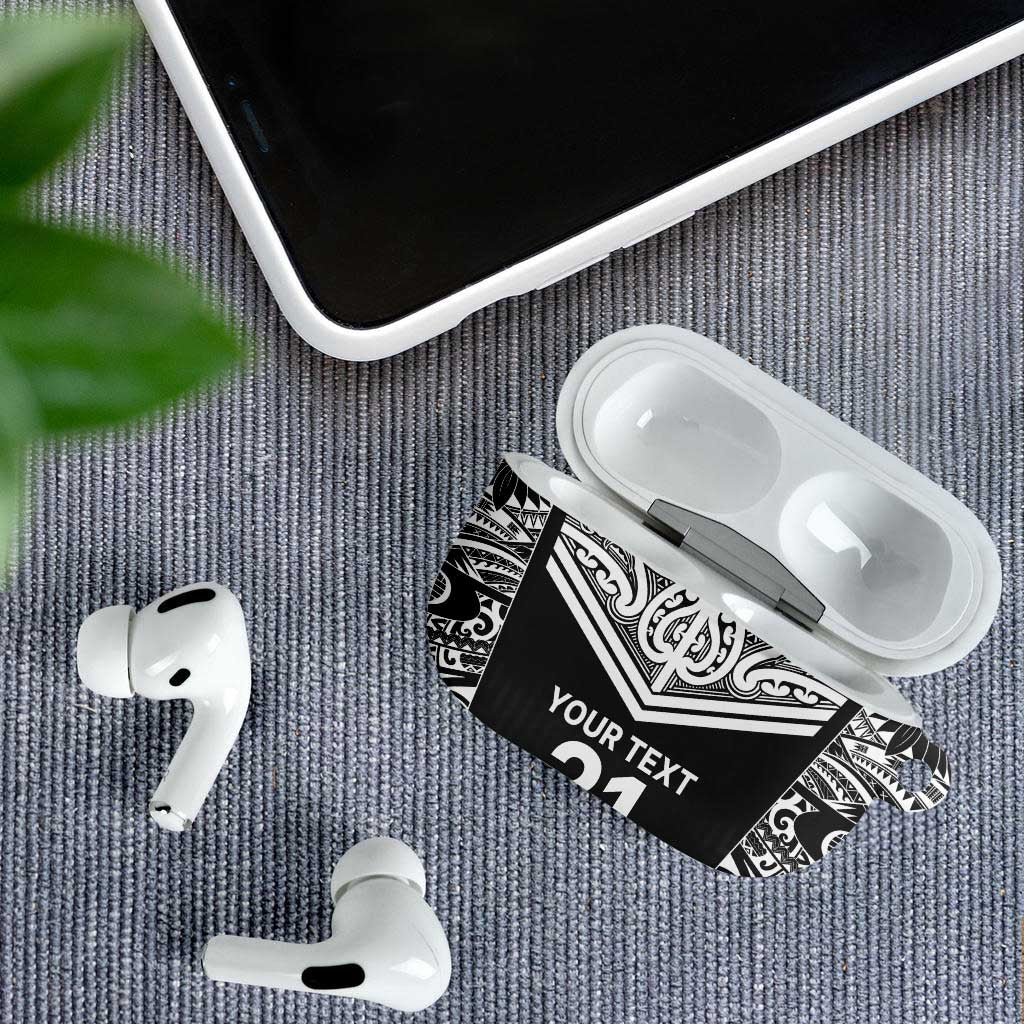 New Zealand Black Fern Custom AirPods Case Maori Tukutuku Black-white Motif - Aussie Hoodie