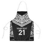 New Zealand Black Fern Custom Apron Maori Tukutuku Black-white Motif - Aussie Hoodie