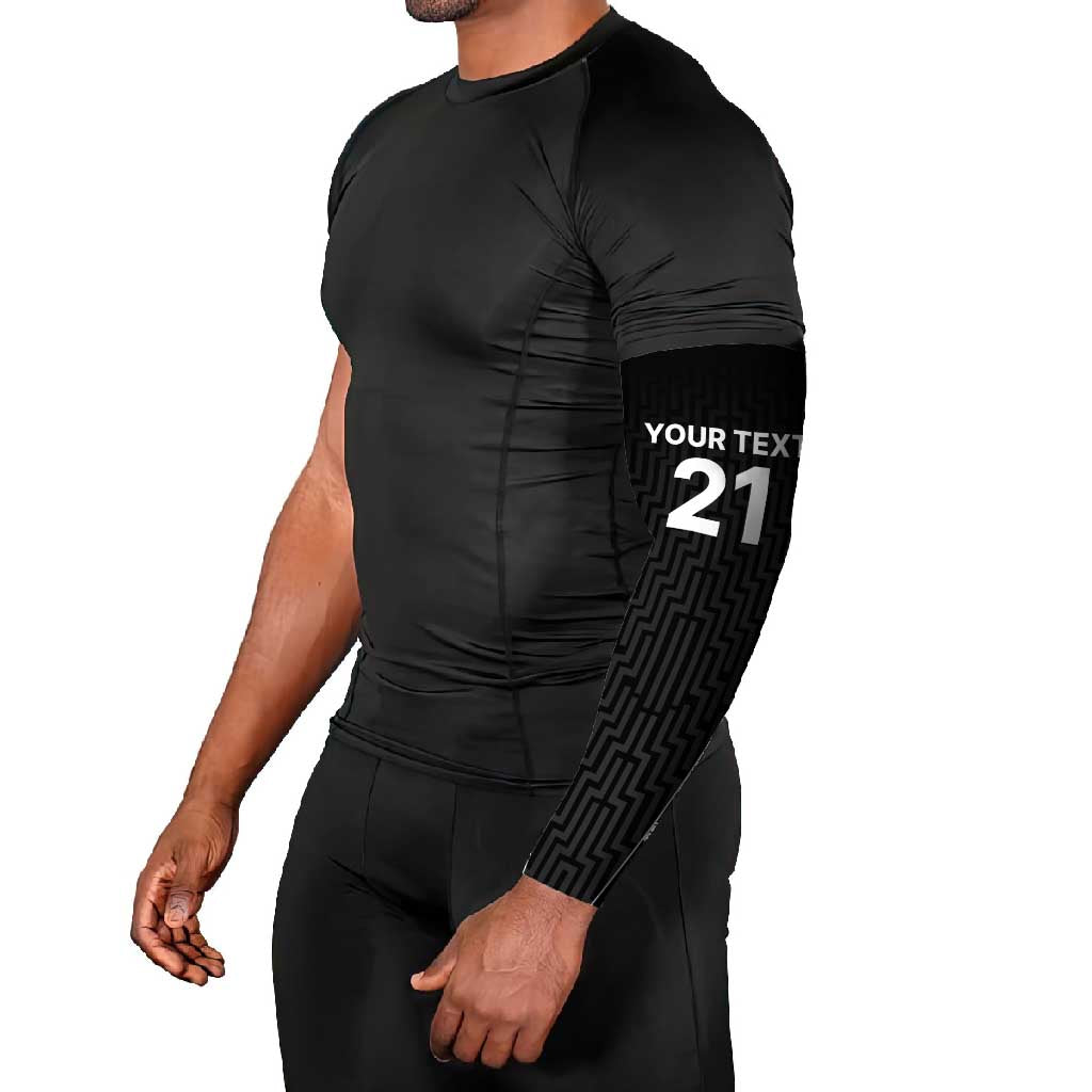 New Zealand Black Fern Custom Arm Sleeves Maori Tukutuku Black-white Motif - Aussie Hoodie