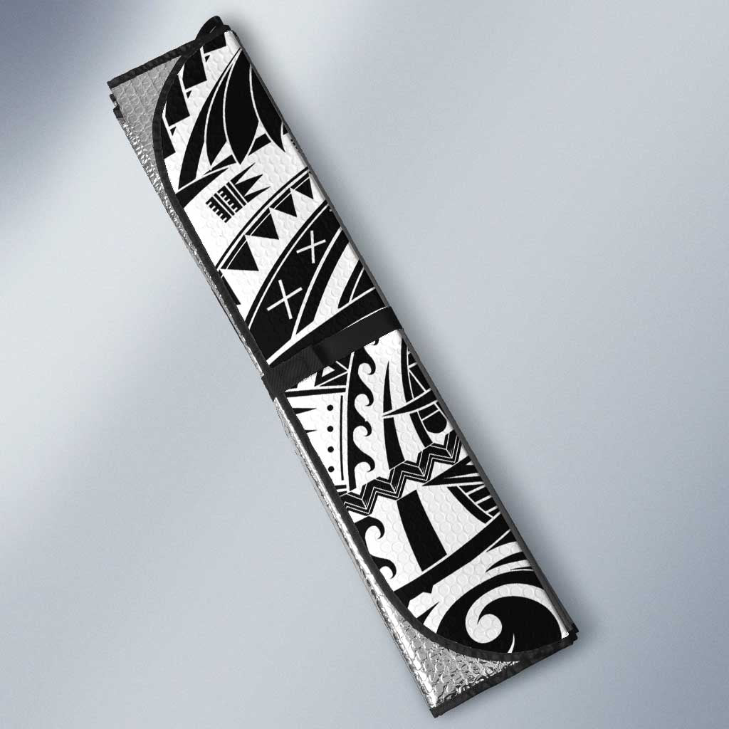 New Zealand Black Fern Custom Auto Sun Shade Maori Tukutuku Black-white Motif - Aussie Hoodie