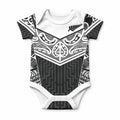 New Zealand Black Fern Custom Baby Onesie Maori Tukutuku Black-white Motif