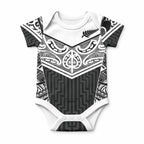 New Zealand Black Fern Custom Baby Onesie Maori Tukutuku Black-white Motif