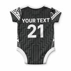 New Zealand Black Fern Custom Baby Onesie Maori Tukutuku Black-white Motif