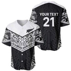 New Zealand Black Fern Custom Baseball Jersey Maori Tukutuku Black-white Motif