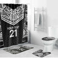New Zealand Black Fern Custom Bathroom Set Maori Tukutuku Black-white Motif - Aussie Hoodie
