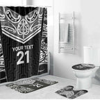 New Zealand Black Fern Custom Bathroom Set Maori Tukutuku Black-white Motif - Aussie Hoodie