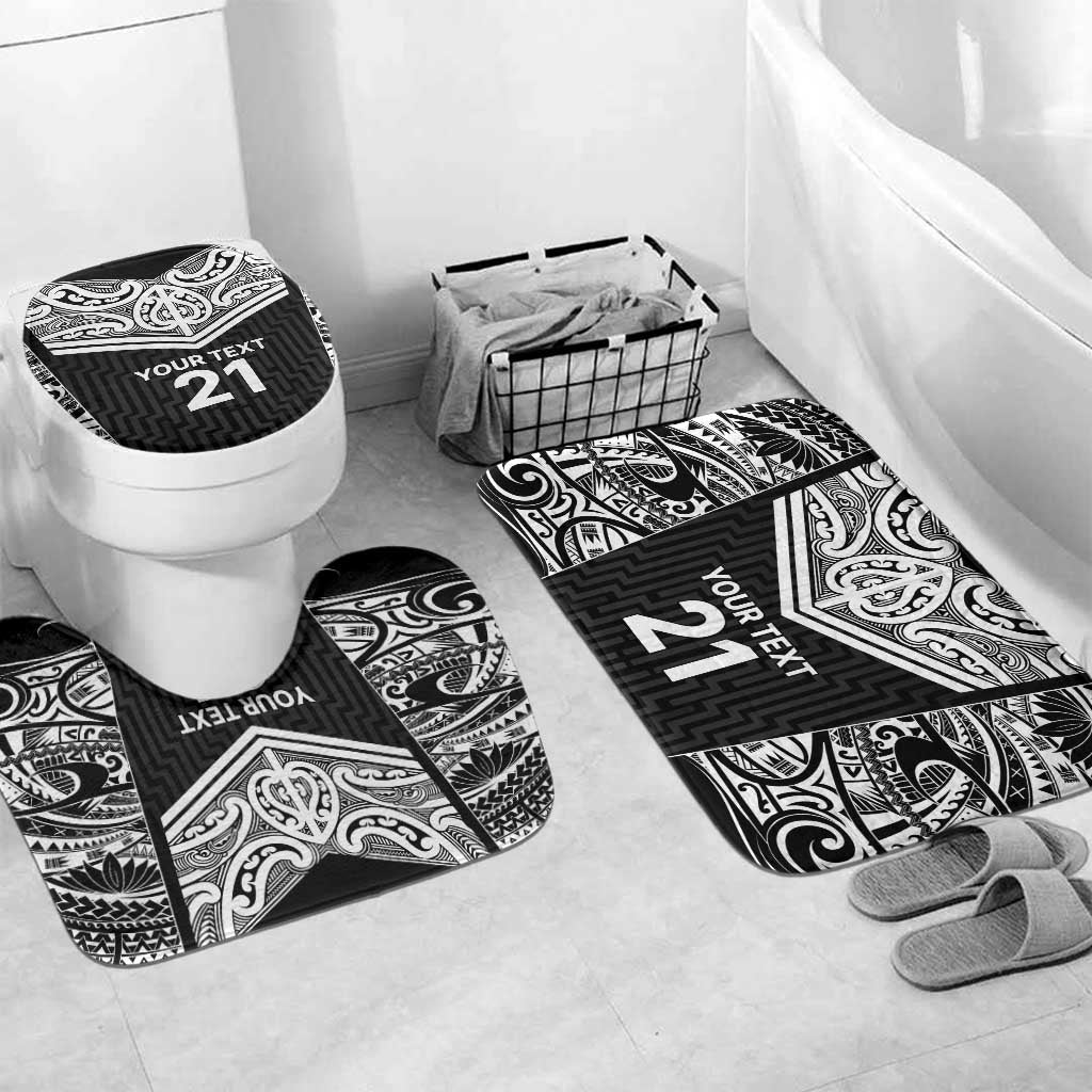 New Zealand Black Fern Custom Bathroom Set Maori Tukutuku Black-white Motif - Aussie Hoodie