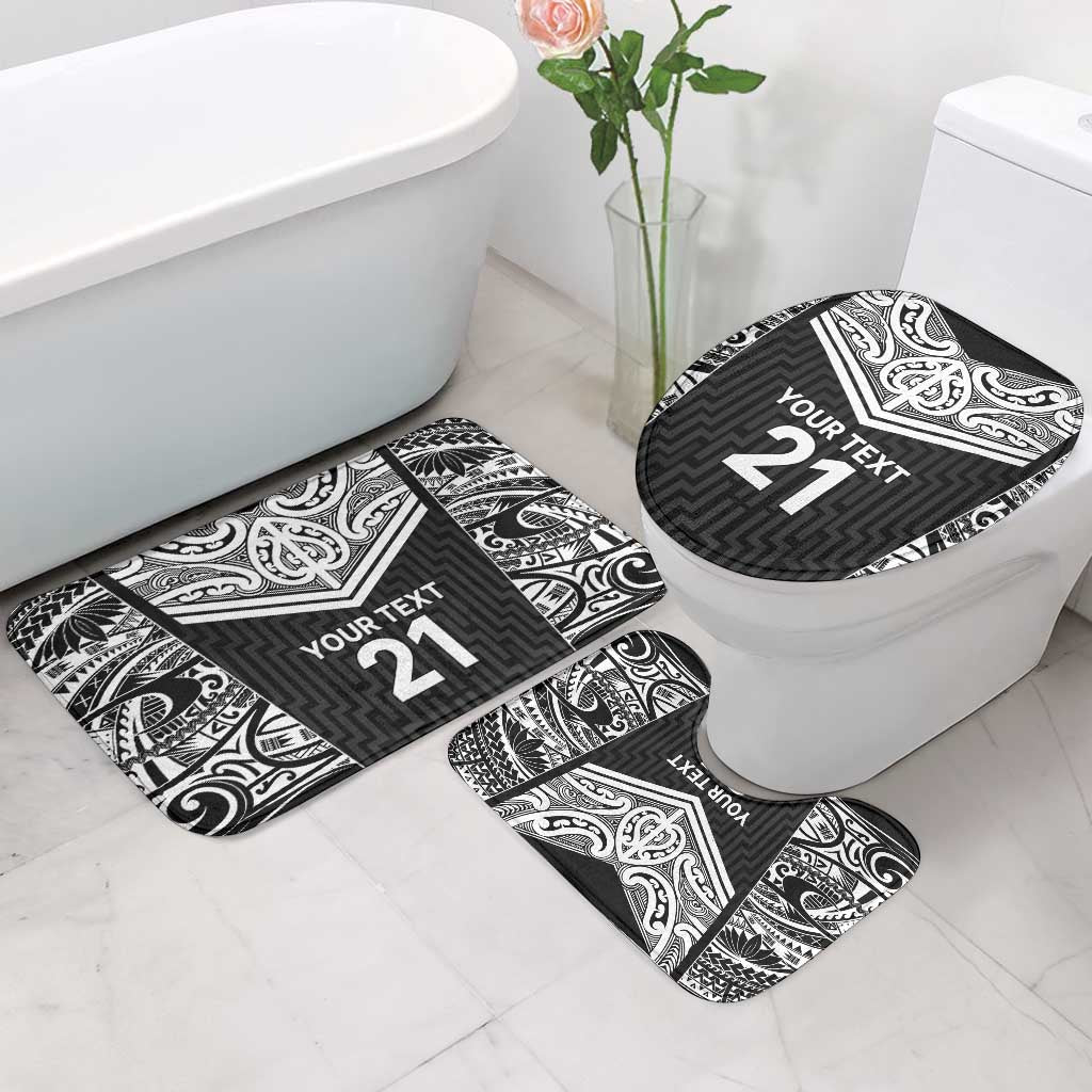 New Zealand Black Fern Custom Bathroom Set Maori Tukutuku Black-white Motif - Aussie Hoodie