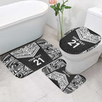 New Zealand Black Fern Custom Bathroom Set Maori Tukutuku Black-white Motif - Aussie Hoodie