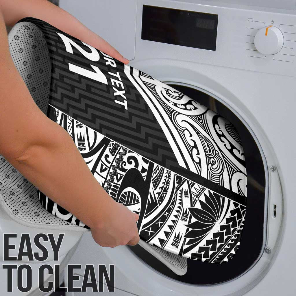 New Zealand Black Fern Custom Bathroom Set Maori Tukutuku Black-white Motif - Aussie Hoodie