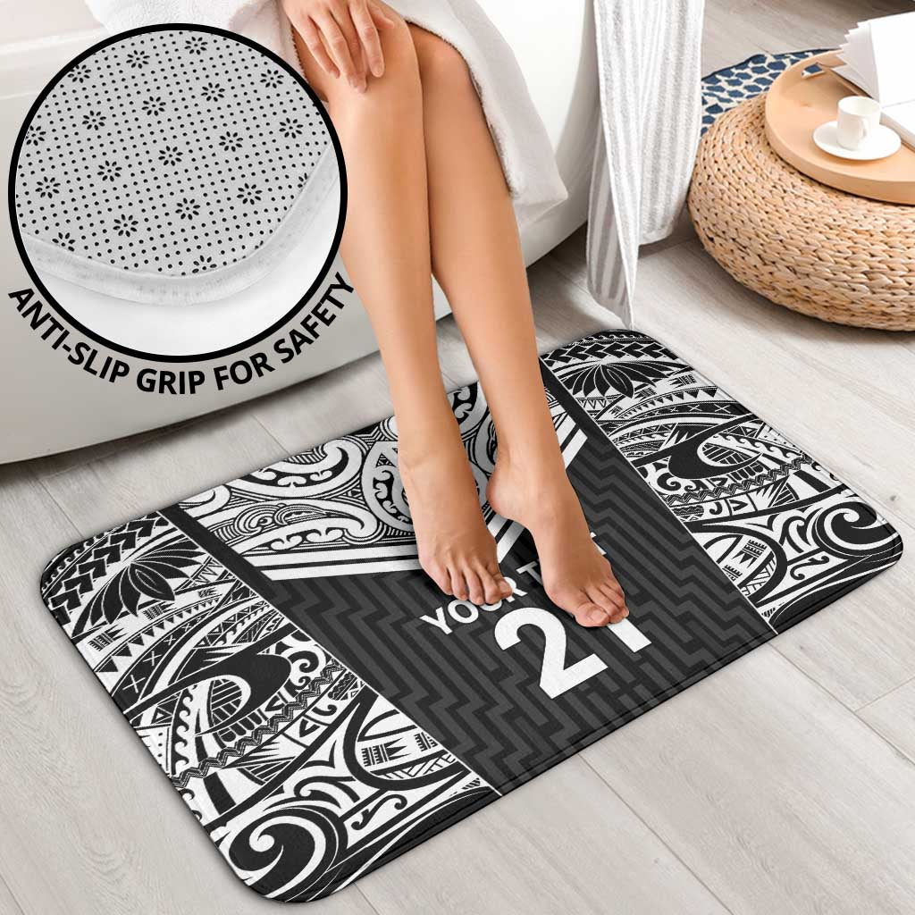 New Zealand Black Fern Custom Bathroom Set Maori Tukutuku Black-white Motif - Aussie Hoodie