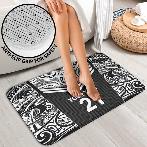 New Zealand Black Fern Custom Bathroom Set Maori Tukutuku Black-white Motif - Aussie Hoodie