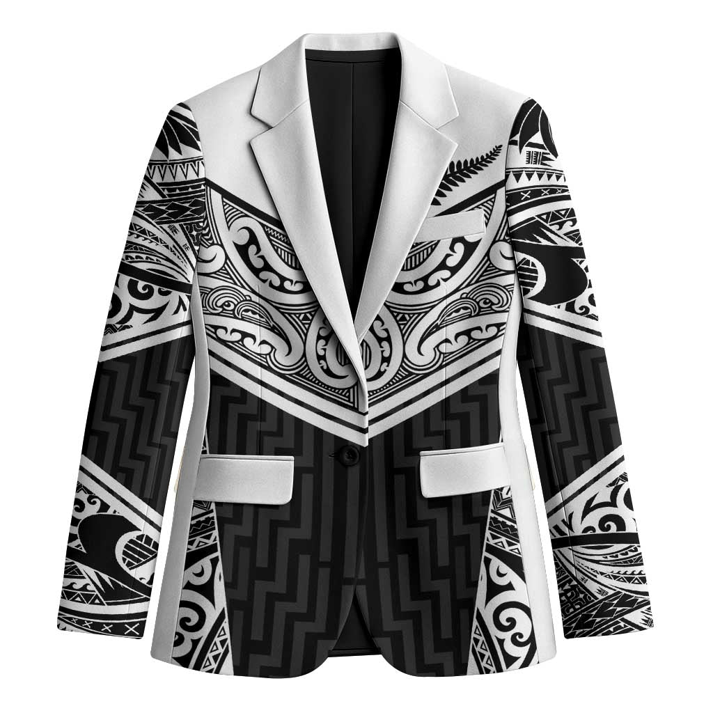 New Zealand Black Fern Custom Blazer Maori Tukutuku Black-white Motif - Aussie Hoodie