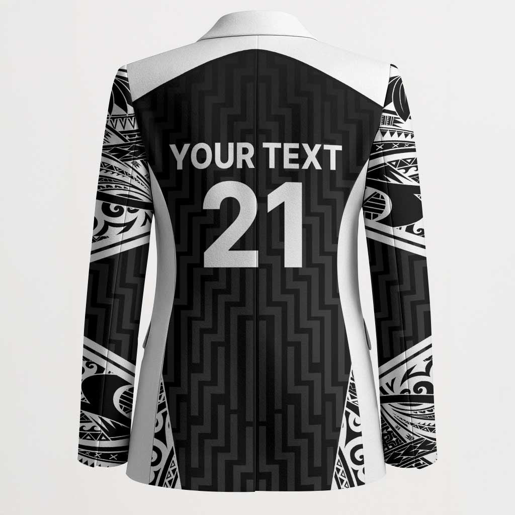 New Zealand Black Fern Custom Blazer Maori Tukutuku Black-white Motif - Aussie Hoodie