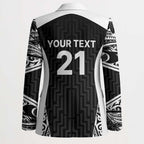 New Zealand Black Fern Custom Blazer Maori Tukutuku Black-white Motif - Aussie Hoodie