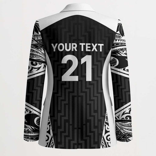 New Zealand Black Fern Custom Blazer Maori Tukutuku Black-white Motif - Aussie Hoodie