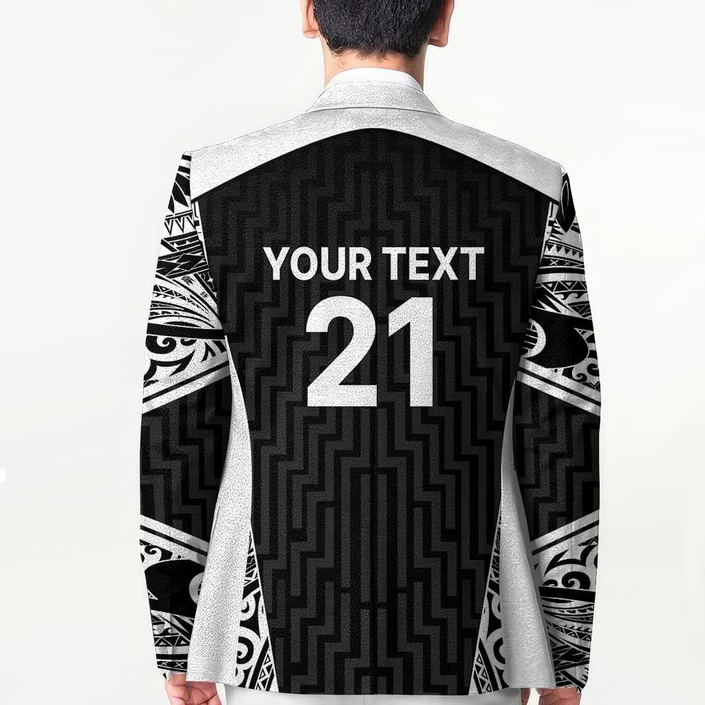 New Zealand Black Fern Custom Blazer Maori Tukutuku Black-white Motif - Aussie Hoodie