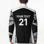 New Zealand Black Fern Custom Blazer Maori Tukutuku Black-white Motif - Aussie Hoodie