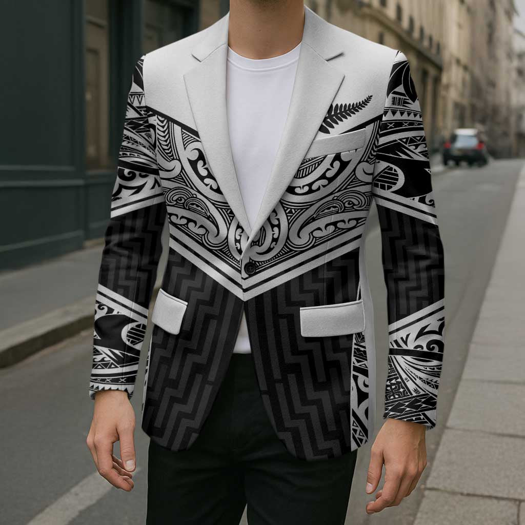 New Zealand Black Fern Custom Blazer Maori Tukutuku Black-white Motif - Aussie Hoodie