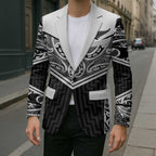 New Zealand Black Fern Custom Blazer Maori Tukutuku Black-white Motif - Aussie Hoodie