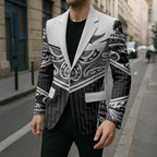 New Zealand Black Fern Custom Blazer Maori Tukutuku Black-white Motif - Aussie Hoodie