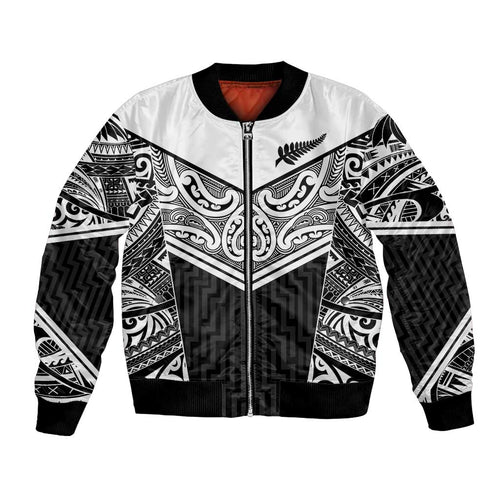New Zealand Black Fern Custom Bomber Jacket Maori Tukutuku Black-white Motif