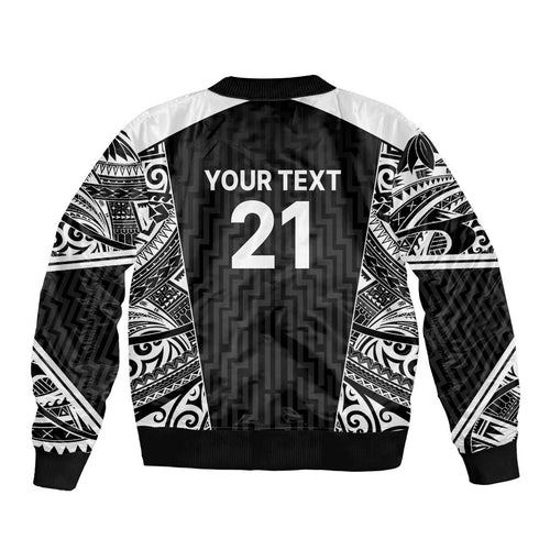 New Zealand Black Fern Custom Bomber Jacket Maori Tukutuku Black-white Motif