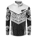 New Zealand Black Fern Custom Button Sweatshirt Maori Tukutuku Black-white Motif