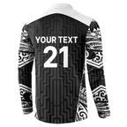 New Zealand Black Fern Custom Button Sweatshirt Maori Tukutuku Black-white Motif