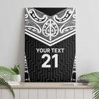 New Zealand Black Fern Custom Canvas Wall Art Maori Tukutuku Black-white Motif