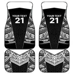 New Zealand Black Fern Custom Car Mats Maori Tukutuku Black-white Motif