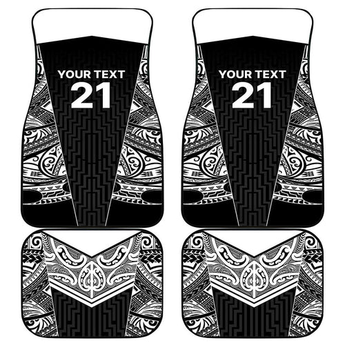 New Zealand Black Fern Custom Car Mats Maori Tukutuku Black-white Motif