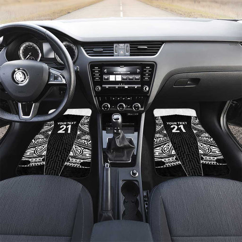 New Zealand Black Fern Custom Car Mats Maori Tukutuku Black-white Motif