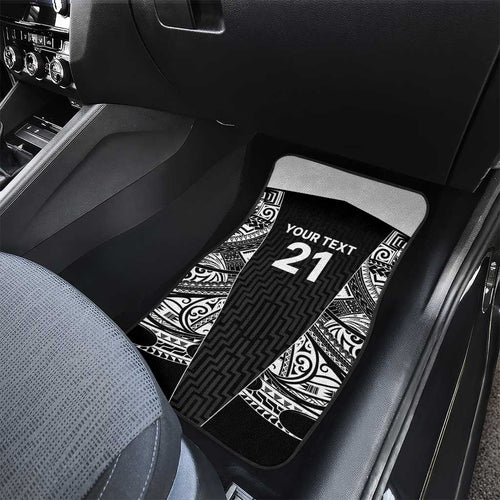 New Zealand Black Fern Custom Car Mats Maori Tukutuku Black-white Motif