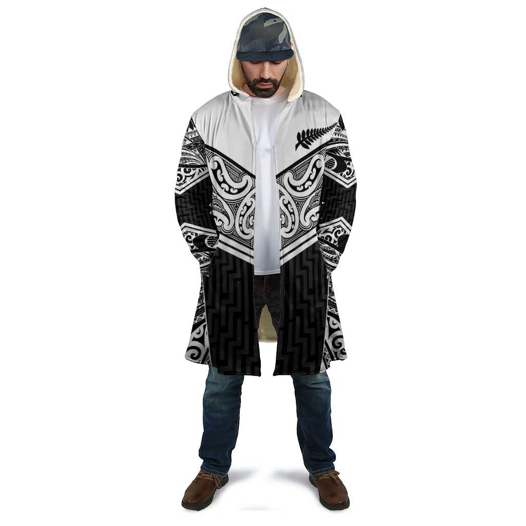 New Zealand Black Fern Custom Cloak Maori Tukutuku Black-white Motif - Aussie Hoodie