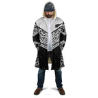 New Zealand Black Fern Custom Cloak Maori Tukutuku Black-white Motif - Aussie Hoodie
