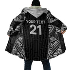 New Zealand Black Fern Custom Cloak Maori Tukutuku Black-white Motif - Aussie Hoodie