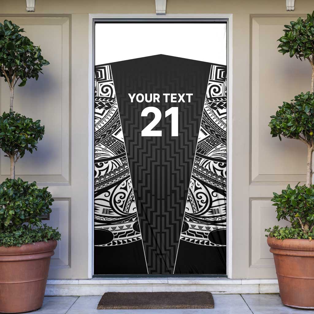 New Zealand Black Fern Custom Door Cover Maori Tukutuku Black-white Motif - Aussie Hoodie