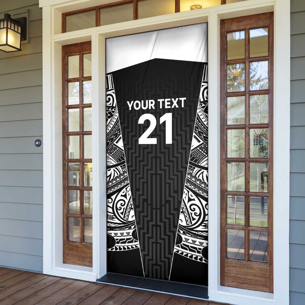 New Zealand Black Fern Custom Door Cover Maori Tukutuku Black-white Motif - Aussie Hoodie