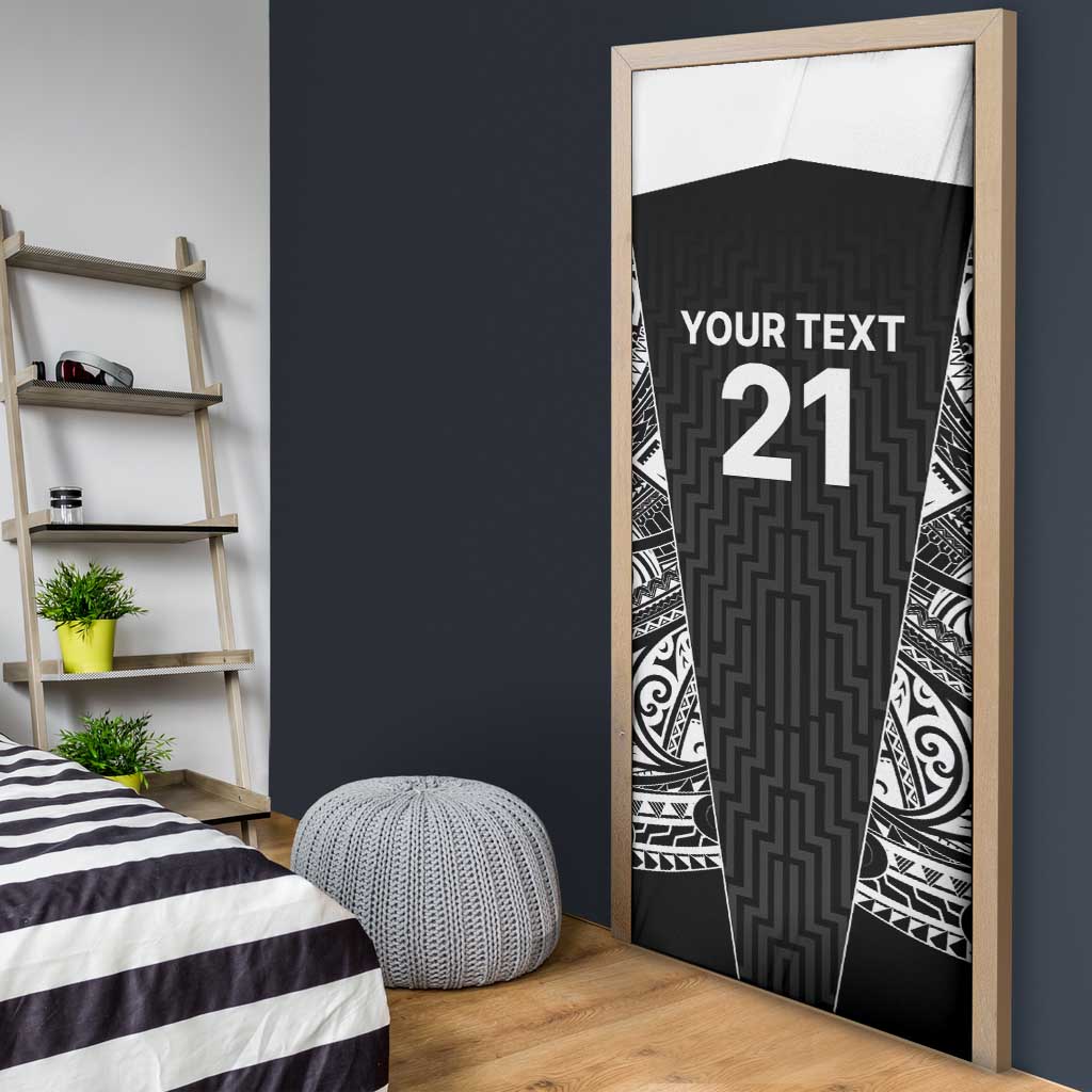 New Zealand Black Fern Custom Door Cover Maori Tukutuku Black-white Motif - Aussie Hoodie